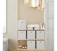 Songmics Small Storage Bin Collection, Oxford Fabric Cubes With Handles, Compact Clothing Organizers, Vintage White
