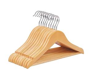 SONGMICS Solid Wood Children’s Hangers, 10-Pack Robust Kid’s Clothes Hangers, with Trousers Bar, Shoulder Notches, 360 Degree Swivel Hooks, 35 x 1.2 x 20 cm, Natural CRW006N01