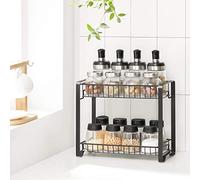 SONGMICS Spice Rack, 2-Tier Kitchen Shelf, with Plastic Shelves