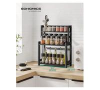 Songmics Spice Rack, 3-Tier Countertop Storage Shelf, Desktop Organiser With Bamboo Frame, For Kitchen