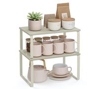 Set of 2 Expandable Kitchen Spice Rack Stackable, Cappuccino Beige