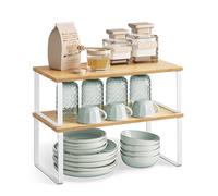 SONGMICS Spice Rack, Set 19.5 x 39.7 x 15.5 cm, Cloud Black and Natural Beige