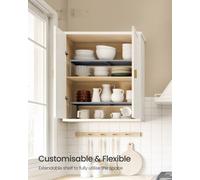Songmics Spice Racks, Extendable Cupboard Organisers, Kitchen Countertop Shelves, Set Of 2, Space-Saving Metal Storage, Silver
