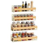 SONGMICS Spice Racks | SONGMICS Spice Rack, Set of 4 Wall Mounted Shelves, Steel and Bamboo
