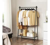 Songmics Steel Frame Garment Stand, Durable Clothes Storage With Multi-Purpose Shelf Design, Matte Black