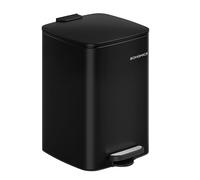 SONGMICS Kitchen Bin, 5.2-Gallon (20 L) Trash Bin, Steel Pedal Bin, with Inner Bucket, Soft Close and Stays Open, Ink Black LTB592B02