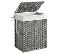 SONGMICS - Storage Basket - 90L Dirty Laundry Basket with Lid - Foldable, Removable Fabric Bag and Handles - For Blankets, Clothes, Living Room, Bedroom, Laundry Room - Grey - LCB51WG