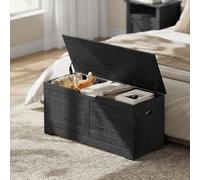 Songmics Storage Bench, Farmhouse Blanket Box With Safety Hinges, Shoe Storage Chest, For Room, Hallway, Ebony Black