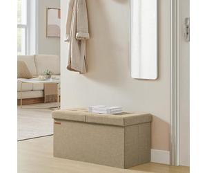 Songmics Storage Bench, Foldable Ottoman With Lid, Great For Bedroom, Living Room, Hallway, Camel Brown