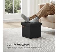 Songmics Storage Bench Ottoman, Bedroom Footrest, Compact Seating With Hidden Storage, Living Room Stool, Ink Black
