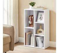 Songmics Storage Bookcase With 5 Compartments, Display Cabinet Organizer, Room Divider Stand For Living Room Bedroom Office, White