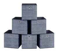 Set of 6 Non-Woven Fabric Storage Boxes with Handles, Misty Blue