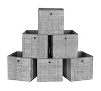 SONGMICS Storage Boxes, Set of 6 Non-Woven Fabric Box with Handle, 30 x 30 x 30 cm, Fit Cube Storage Unit, for Shelves, Foldable, Clothes Storage, Flecked Grey RFB02LG-3