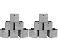 SONGMICS Storage Boxes, Set of 6 Non-Woven Fabric Box with Handle, 30 x 30 x 30 cm, Fit Cube Storage Unit, for Shelves, Foldable, Clothes Storage, Flecked Grey RFB02LG-3 (Pack of 2)