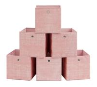 SONGMICS Storage Boxes, Set of 6 Non-Woven Fabric Boxes with Handles, 30 x 30 x 30 cm, Fit Cube Storage Unit, for Shelves, Foldable, Clothes Organisers, Jelly Pink RFB006R01