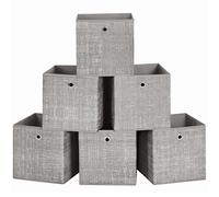 SONGMICS Storage Boxes, Set of 6 Non-Woven Fabric Boxes with Handles, 30 x 30 x 30 cm, Fit Cube Storage Unit, for Shelves, Foldable, Clothes Organisers, Heathered Taupe RFB006K01