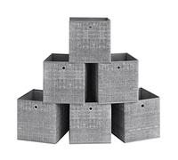 SONGMICS Storage Boxes, Set of 6 Non-Woven Fabric Boxes with Handles, 33 x 33 x 33 cm, Fit Cube Storage Unit, for Shelves, Foldable, Clothes Organisers, Heathered Grey RFB033G01