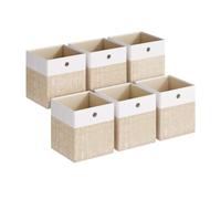 SONGMICS Storage Boxes, Set of 6 Storage Cubes, 26 x 26 x 28 cm | Storage Cubes with Handles for Shelves, Cupboard, 26 x 26 x 28 cm, Summer Sand, TINA Collection RFB426LF02