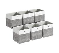 SONGMICS Storage Boxes, Set of 6 Storage Cubes, 30 x 30 x 30 cm | Fabric Organiser Baskets with PP Panels, Odourless, Foldable for Cube Shelves, Cloud White and Cattail Grey RFB430GM02