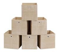 Set of 6 Non-Woven Fabric Storage Boxes with Handles, Sand Beige