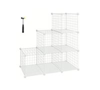 Songmics Storage Cabinet, Shelf, Lattice Panels, 6 Compartments, Large Capacity, Free Rubber Mallet, 63 X 31 X 93 Cm (L X W X H)
