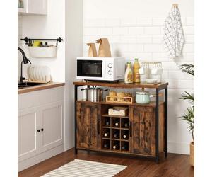 Songmics Storage Cabinet, Sideboard, Buffet Table, 2-Door Cupboard For Dining Room, Living Room, Kitchen, Rustic Brown And Black