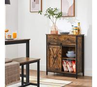 Songmics Storage Cabinet, Sideboard, Tv Cabinet, Freestanding Floor Cabinet With 1 Drawer And Sliding Door, Rustic Brown And Black