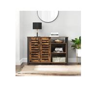 Songmics Storage Cabinet, Sideboard With 2 Doors, Adjustable Shelves, Rustic Brown And Black