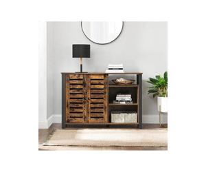 Songmics Storage Cabinet, Sideboard With 2 Doors, Adjustable Shelves, Rustic Brown And Black