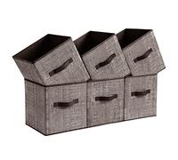 SONGMICS Storage Cubes, 11-Inch Non-Woven Fabric Bins with Double Handles, Set of 6, Closet Organizers for Shelves, Foldable, for Clothes, Walnut Color UROB026K02
