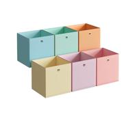 SONGMICS Storage Cubes, Set of 6 Collapsible Storage Boxes, 26 x 26 x 28 cm, Fit Cube Storage Unit, Rainbow Storage Bins, Colourful Fabric Bins for Bedroom, Living Room RFB226X01
