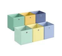 SONGMICS Storage Cubes, Set of 6 Collapsible Storage Boxes, Odourless, 26 x 26 x 28 cm, Fit Cube Storage Unit, Rainbow Storage Bins, Colourful Fabric Bins for Bedroom, Living Room RFB226XA08