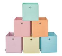 SONGMICS Storage Cubes, Set of 6 Collapsible Storage Boxes, 30 x 30 x 30 cm, Fit Cube Storage Unit, Rainbow Storage Bins, Colourful Fabric Bins for Bedroom, Living Room RFB230X01