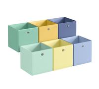 SONGMICS Storage Cubes, Set of 6 Collapsible Storage Boxes, Odourless, 30 x 30 x 30 cm, Fit Cube Storage Unit, Rainbow Storage Bins, Colourful Fabric Bins for Bedroom, Living Room RFB230XA08