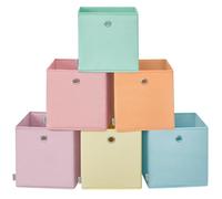 SONGMICS Storage Cubes, Set of 6 Collapsible Storage Boxes, 33 x 33 x 33 cm, Fit Cube Storage Unit, Rainbow Storage Bins, Colourful Fabric Bins for Bedroom, Living Room RFB233X01
