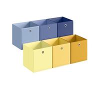 SONGMICS Storage Cubes, Set of 6 Collapsible Storage Boxes, Odourless, 26 x 26 x 28 cm, Fit Cube Storage Unit, Rainbow Storage Bins, Colourful Fabric Bins for Bedroom, Living Room RFB226XA09