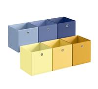 SONGMICS Storage Cubes, Set of 6 Collapsible Storage Boxes, Odourless, 30 x 30 x 30 cm, Fit Cube Storage Unit, Rainbow Storage Bins, Colourful Fabric Bins for Bedroom, Living Room RFB230XA09