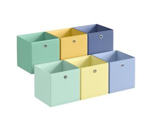 SONGMICS Storage Cubes, Set of 6 Collapsible Storage Boxes, Odourless, 30 x 30 x 30 cm, Fit Cube Storage Unit, Rainbow Storage Bins, Colourful Fabric Bins for Bedroom, Living Room RFB230XA08