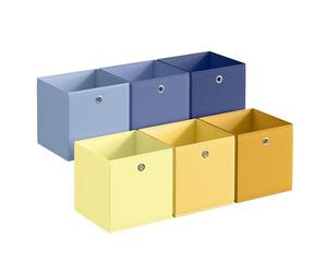SONGMICS Storage Cubes, Set of 6 Collapsible Storage Boxes, Odourless, 30 x 30 x 30 cm, Fit Cube Storage Unit, Rainbow Storage Bins, Colourful Fabric Bins for Bedroom, Living Room RFB230XA09