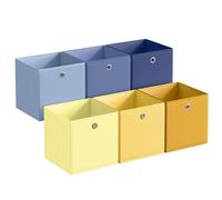 SONGMICS Storage Cubes, Set of 6 Collapsible Storage Boxes, Odourless, 33 x 33 x 33 cm, Fit Cube Storage Unit, Rainbow Storage Bins, Colourful Fabric Bins for Bedroom, Living Room RFB233XA09