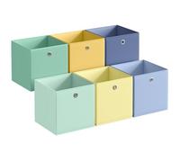 SONGMICS Storage Cubes, Set of 6 Collapsible Storage Boxes, Odourless, 33 x 33 x 33 cm, Fit Cube Storage Unit, Rainbow Storage Bins, Colourful Fabric Bins for Bedroom, Living Room RFB233XA08