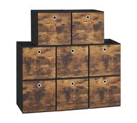 SONGMICS RFB102B01 Storage Box, Set of 6, Box with Handle, Non-woven and Oxford Fabric, 30 x 30 x 30 cm, Suitable for Cubic Furniture, Foldable, Clothes, Rustic Brown and Black