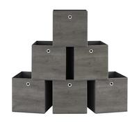 Set of 6 Non-Woven Fabric Box( 33 x 33 x 33 cm) with Handle, Misty Grey