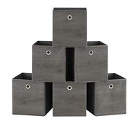 Set of 6 Storage Boxes, Non-woven and Oxford Fabric, Misty Grey / 26L x 26W x 28H cm