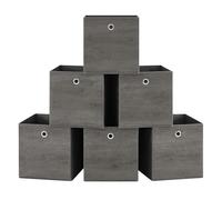Set of 6 Storage Boxes, Non-Woven and Oxford Fabric, Misty Grey