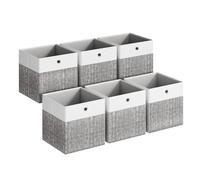 SONGMICS Storage Cubes, Set of 6 Foldable Fabric Storage Boxes, Cube Organizer Boxes with Handles, for Closet Shelves, Odorless, 13 x 13 x 13 Inches, Cloud White and Cattail Gray URFB433GM02