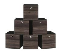 SONGMICS Storage Cubes, Set of 6 Storage Bins with Handle, Non-Woven Fabric Storage Boxes, 30 x 30 x 30 cm, Fit Cube Storage Unit, Foldable, Clothes Storage, Chestnut Brown RFB102K01