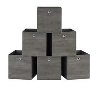 SONGMICS Storage Cubes, Set of 6 Storage Bins with Handle, Non-Woven Fabric Storage Boxes, 33 x 33 x 33 cm, Fit Cube Storage Unit, Foldable, Clothes Storage, Misty Grey RFB133G01