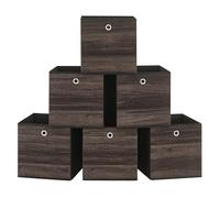 SONGMICS Storage Cubes, Set of 6 Storage Bins with Handle, Oxford Fabric and Non-Woven Fabric Storage Boxes, 33 x 33 x 33 cm, Fit Cube Storage Unit, Foldable, Chestnut Brown RFB133K01
