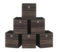 SONGMICS Storage Cubes, Set of 6 Storage Bins with Handles, Foldable Oxford Fabric and Non-Woven Fabric Storage Boxes, 10.2 x 10.2 x 11 Inches, Fit Cube Storage Unit, Chestnut Brown URFB126K01